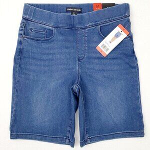 DKNY Jeans Womens Size M Comfort Stretch Pull-On Bermuda Denim Shorts  Med Wash